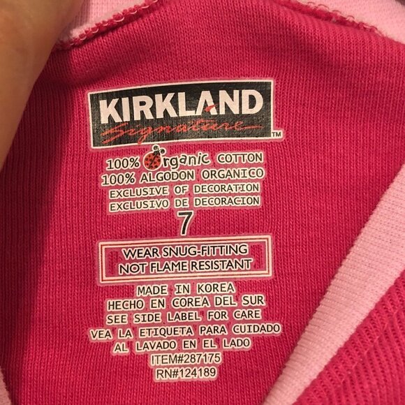 KIRKLAND SIGNATURE Pajama Top Girls Size US7 Pink 100% Organic Cotton Bird - Picture 6 of 9